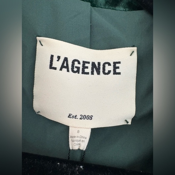 L’Agence Forest Green Brook Velvet Crop Blazer – Size 8 - Picture 8 of 16